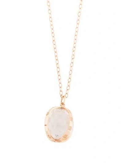 Pre-owned Monica Rich Kosann 18k Quartz "carpe Diem" Pendant Necklace, 32" In Multi