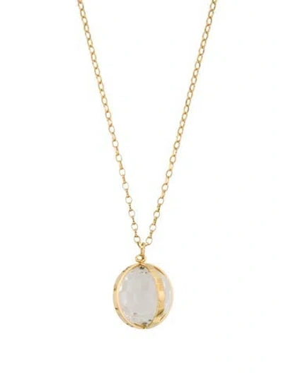 Pre-owned Monica Rich Kosann 18k Quartz "carpe Diem" Pendant Necklace, 32" In Multi