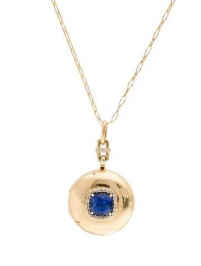 Pre-owned Monica Rich Kosann 18k Sapphire & Diamond Locket Necklace, 17" In Multi