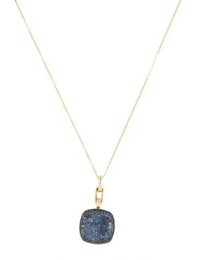 Pre-owned Monica Rich Kosann 18k Sapphire Slim "rae" Locket Necklace, 16.75" In Multicolor