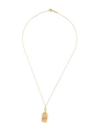 Pre-owned Monica Rich Kosann 18k Slim "britt" Gold Locket Necklace, 16" In Multicolor