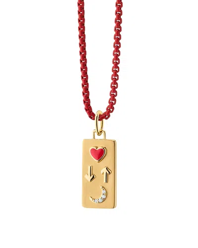 Monica Rich Kosann 18k Yellow Gold & Red Steel Sun Moon & Stars Diamond & Red Enamel To The Moon And Back Tag Pendant N In Multi