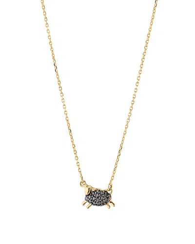 Monica Rich Kosann 18k Yellow Gold Black Diamond Black Sheep Necklace, 0.11 Tcw