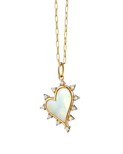 Monica Rich Kosann 18k Yellow Gold Diamond & Mother Of Pearl Midi Love Heart Necklace, 17