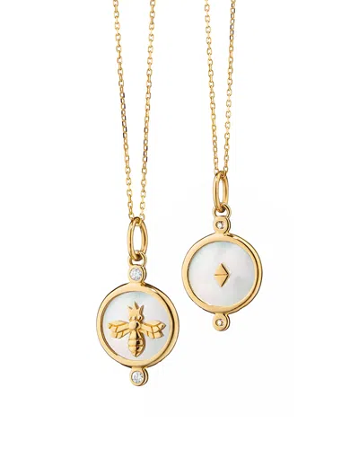 Monica Rich Kosann 18k Yellow Gold Diamond & Mother Of Pearl Queen Bee Pendant Necklace, 17