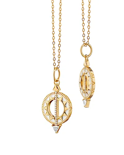 Monica Rich Kosann 18k Yellow Gold Diamond Mini Sundial Pendant Necklace, 16