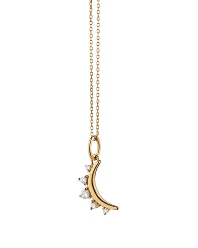 Monica Rich Kosann 18k Yellow Gold Diamond Petite Moon Necklace, 16