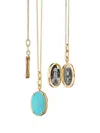 Monica Rich Kosann 18k Yellow Gold "elle" Turquoise Stone Locket Necklace In Gold