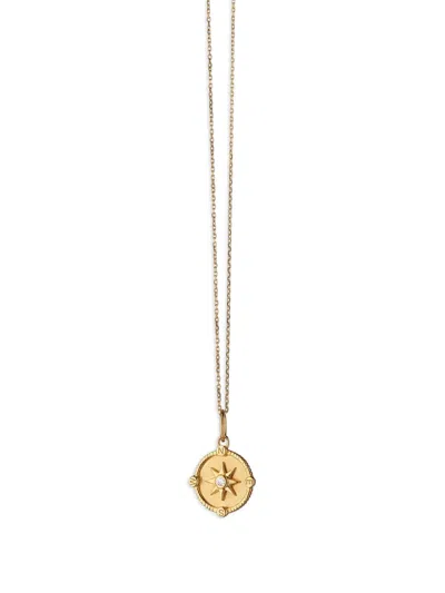 Monica Rich Kosann 18k Yellow Gold Mini Adventure Compass Diamond Necklace