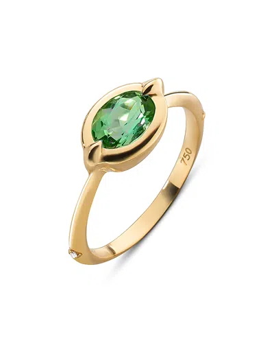 Monica Rich Kosann 18k Yellow Gold Points North Green Tourmaline & Diamond Accent Ring In Multi