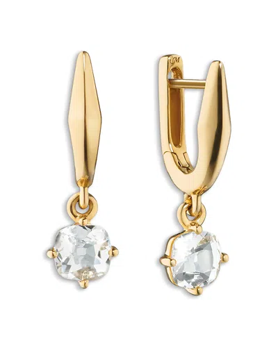 Monica Rich Kosann 18k Yellow Gold Points North Mine Cut Rock Crystal Hoop Earrings In Multi