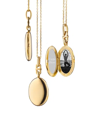 Monica Rich Kosann 18k Yellow Gold Slim Lockets Oval Pendant Necklace, 16-17