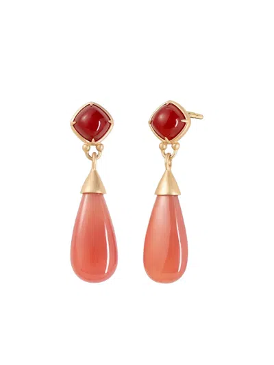 Monica Rich Kosann Blush Carnelian And Garnet Drop Earrings In Pink