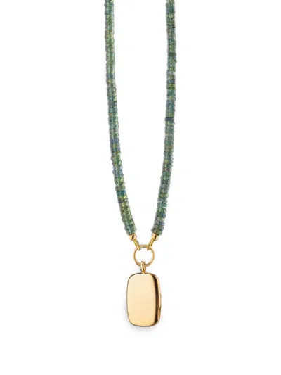 Monica Rich Kosann Britt Sapphire Locket Necklace In Green