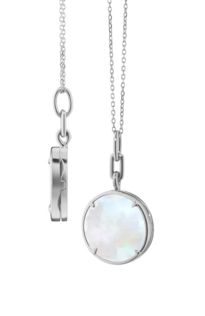 Monica Rich Kosann Brooke Slim Mother-of-pearl & Sterling Silver Locket Necklace In Metallic