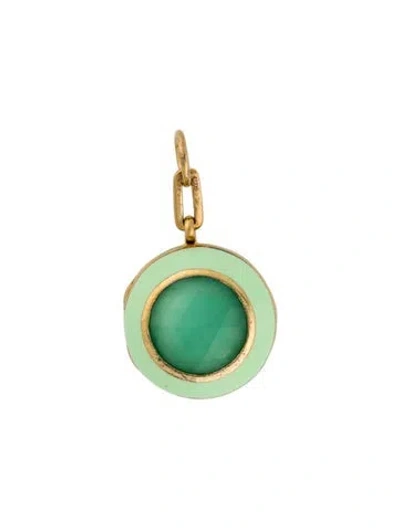 Pre-owned Monica Rich Kosann Dyed Chalcedony & Resin Locket In Green