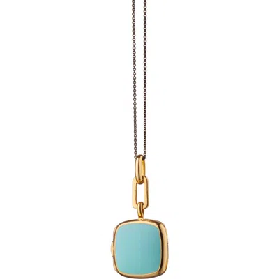 Monica Rich Kosann Enamel Cushion Locket Necklace In Gold