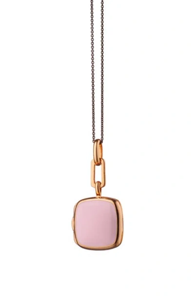Monica Rich Kosann Enamel Cushion Locket Necklace In Pink