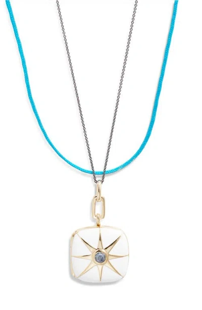 Monica Rich Kosann Enamel Vermeil Cushion Locket Necklace In Multi