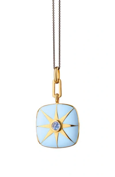 Monica Rich Kosann Enamel Vermeil Cushion Locket Necklace In Multi