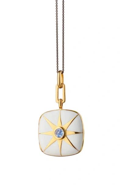 Monica Rich Kosann Enamel Vermeil Cushion Locket Necklace In Multi