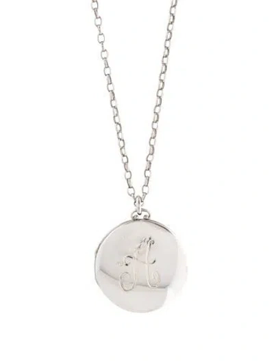 Pre-owned Monica Rich Kosann Engraved Initial 'a' Locket Necklace, 30" In Multicolor