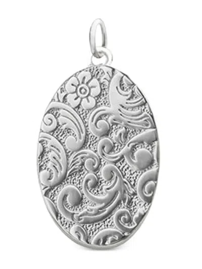 Monica Rich Kosann Floral-pattern Oval-shape Pendant In Metallic