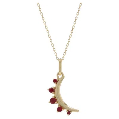 Pre-owned Monica Rich Kosann July Birthstone Moon Crescent Ruby Necklace Gold 18k .19ctw In Multi
