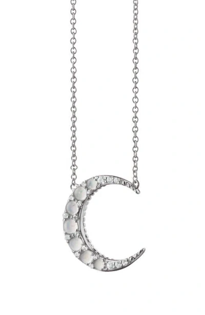 Monica Rich Kosann Mini Crescent Moon Pendant Necklace In Silver