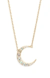 Monica Rich Kosann Mini Crescent Pendant Necklace In Gold