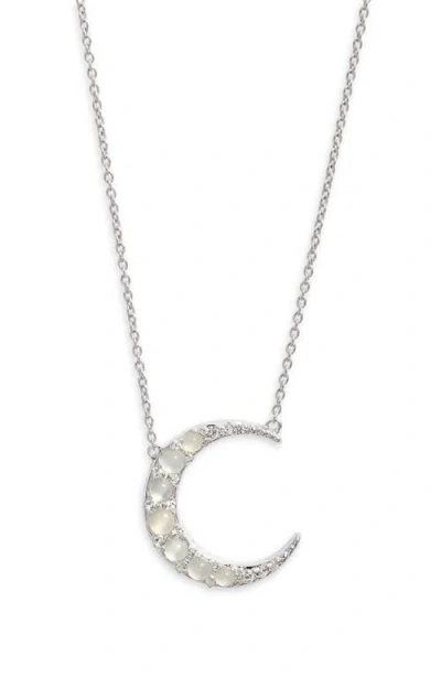 Monica Rich Kosann Mini Crescent Pendant Necklace In Silver