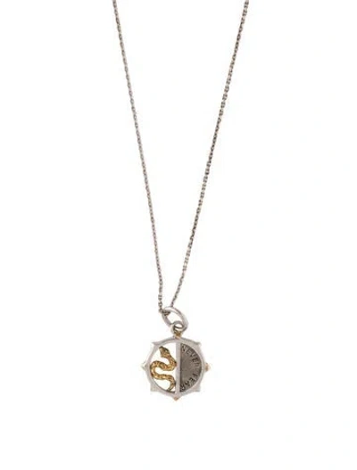 Pre-owned Monica Rich Kosann Mini "never Fear" Two-tone Snake Pendant Necklace, 18" In Multicolor