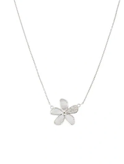 Pre-owned Monica Rich Kosann Mother Of Pearl & Sapphire Love Flower Pendant Necklace, 18" In Multi