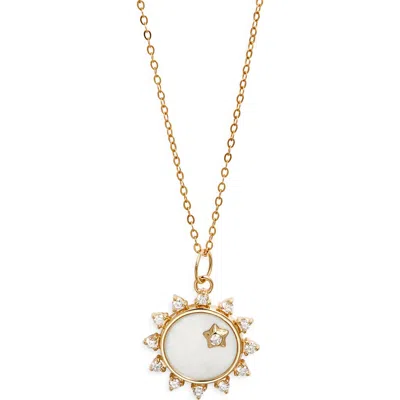Monica Rich Kosann Mother-of-pearl Sun Pendant Necklace In Gold