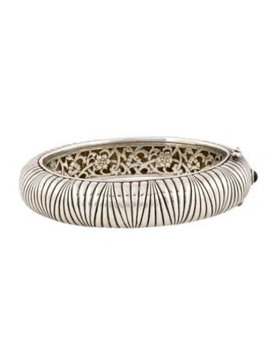Pre-owned Monica Rich Kosann Onyx Hinged Bangle Bracelet, 6.5" In Multicolor