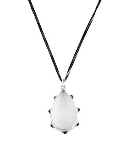 Pre-owned Monica Rich Kosann Quartz & Lapis Lazuli Pendant Necklace, 18" In Multicolor