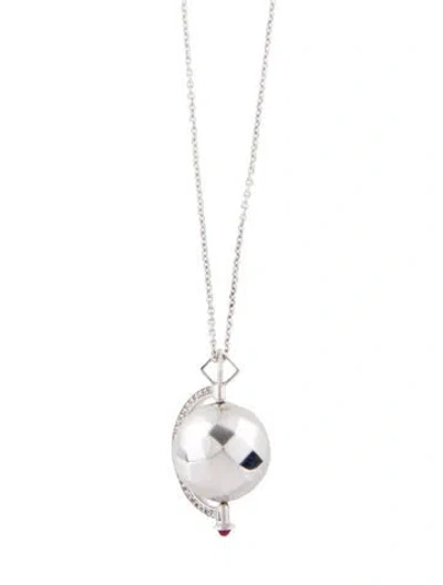 Pre-owned Monica Rich Kosann Sapphire & Ruby Globe Pendant Necklace, 30" In Multi
