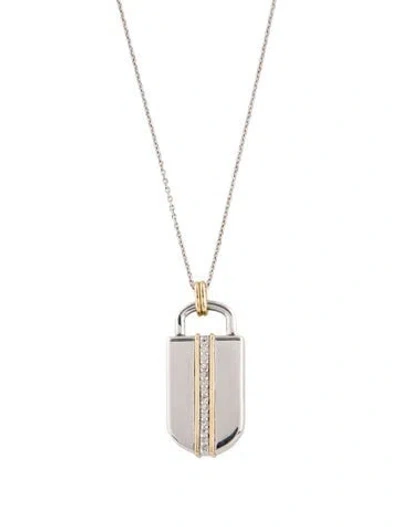 Pre-owned Monica Rich Kosann Sapphire Lock Inspired Locket Pendant Necklace, 32.25" In Multicolor