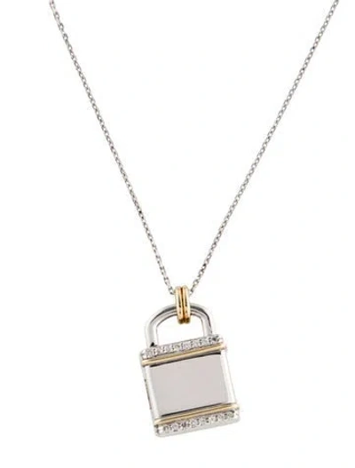 Pre-owned Monica Rich Kosann Sapphire Square 'lock' Inspired Locket Pendant Necklace, 17" In Multicolor