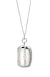 Monica Rich Kosann Slim Rectangular Graduated White Sapphire Locket In Metallic