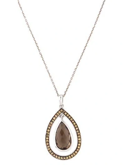 Pre-owned Monica Rich Kosann Smoky Quartz & Sapphire Pendant Necklace, 18.25" In Multicolor