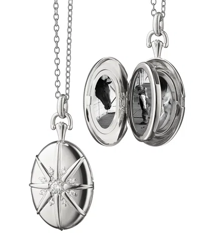 Monica Rich Kosann Sterling Silver Four Image White Sapphire Starburst Oval Locket Necklace, 32