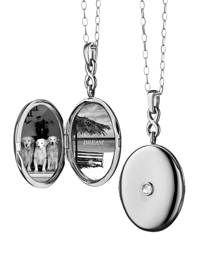 Monica Rich Kosann Sterling Silver Infinite & Boundless White Sapphire Oval Locket Pendant Necklace, 16-18