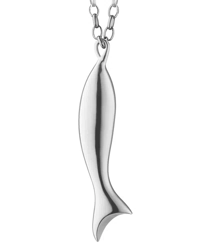 Monica Rich Kosann Sterling Silver Perseverance Fish Charm Necklace, 32 In White