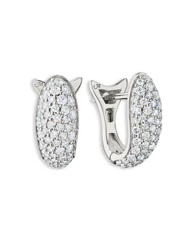 Monica Rich Kosann Sterling Silver Perseverance White Sapphire Pave Fish Hoop Earrings