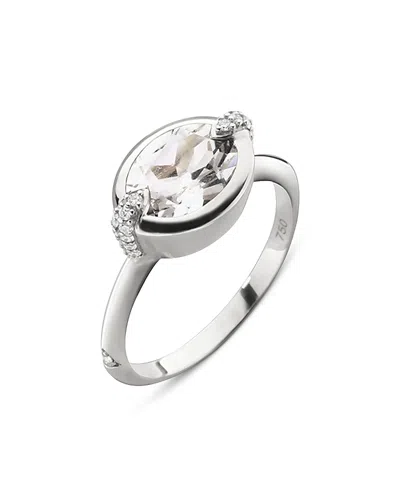 Monica Rich Kosann Sterling Silver Points North Rock Crystal & White Sapphire Ring In Transparent