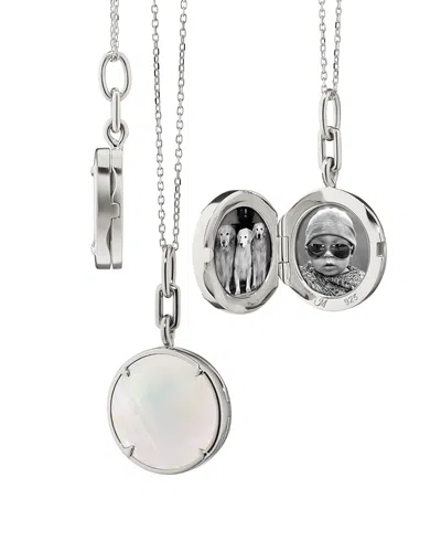 Monica Rich Kosann Sterling Silver Slim Lockets Mother Of Pearl Round Pendant Necklace, 16-18