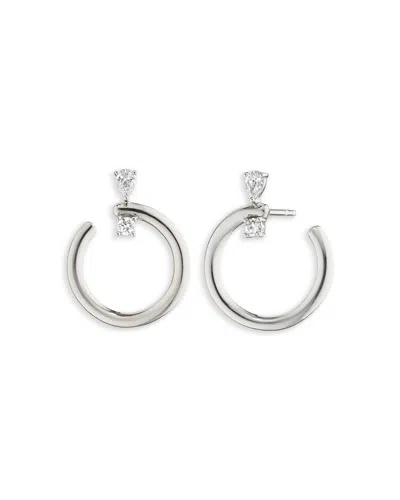 Monica Rich Kosann Sterling Silver Sun Moon & Stars White Sapphire Galaxy Wrap Hoop Earrings In Gray