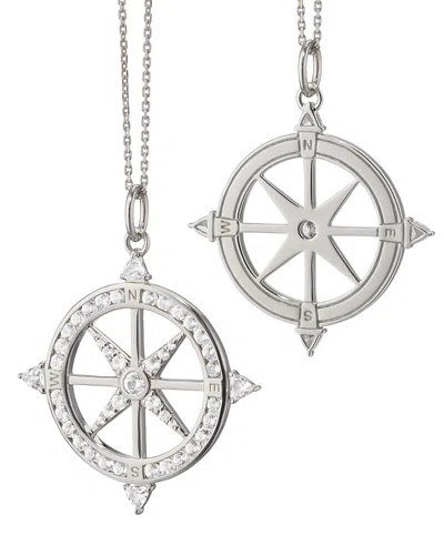 Monica Rich Kosann Sterling Silver White Sapphire & Rock Crystal Global Compass Adventure Charm Necklace, 18 In Metallic