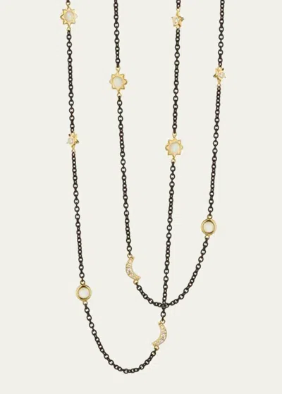 Monica Rich Kosann Sun, Moon And Stars Diamond And Moonstone Steel Chain Necklace, 47"l In Multi